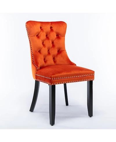 Modern Velvet Upholstered Dining Chair Set, Orange