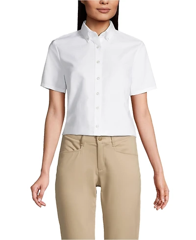 Lands' End Women's Short Sleeve Oxford Dress Shirt