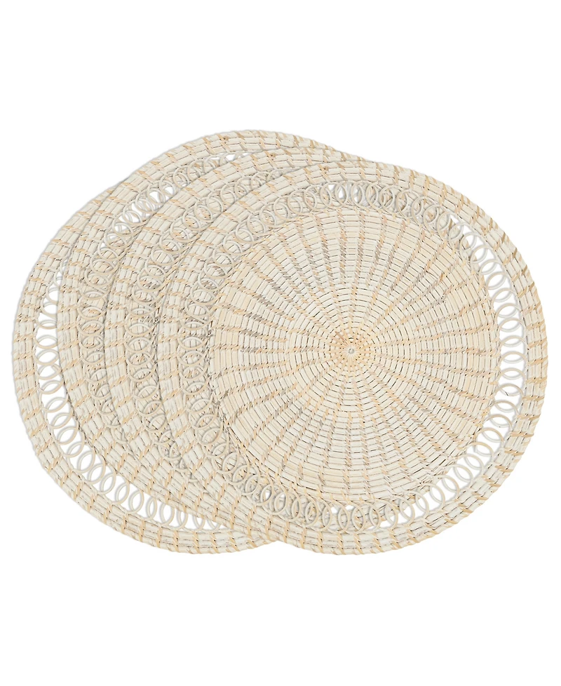 Saro Lifestyle Rattan Loopy Spiral Placemat Set of 4,15"x15"
