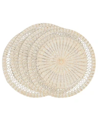 Saro Lifestyle Rattan Loopy Spiral Placemat Set of 4,15"x15"