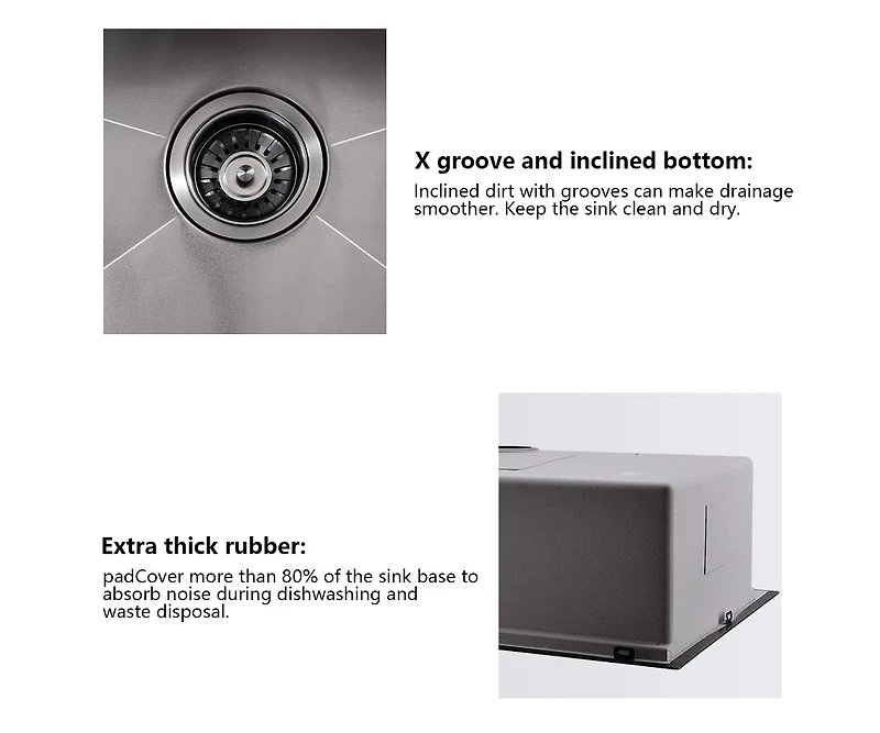 Streamdale Furniture Workstation 33-inch Drop-In Kitchen Sink R10 Radius Stainless Steel Kitchen Sink Single Bowl with Integrated Ledge & Accessories