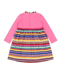 Mixed Up Clothing Girls Long Sleeve Ruffle Trim Dress - Fiesta Stripes
