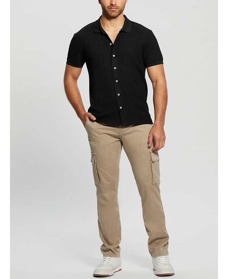 Guess Men's Pointelle Short Sleeve Knit Shirt