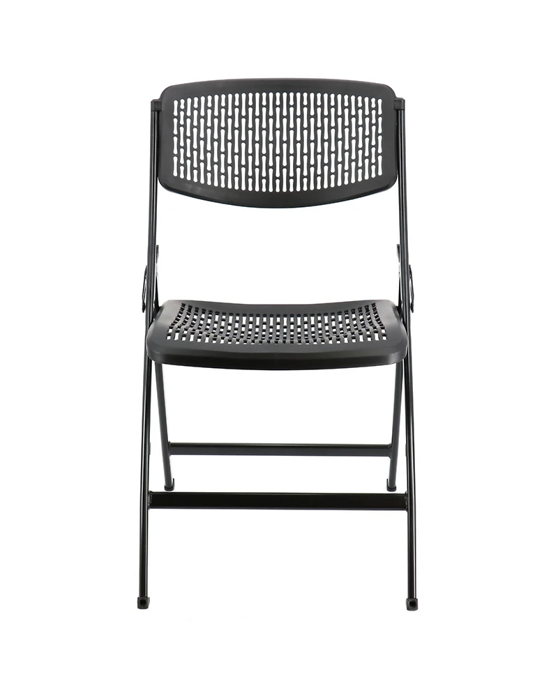 Elama 4 Piece Plastic Mesh Folding Chair in Black