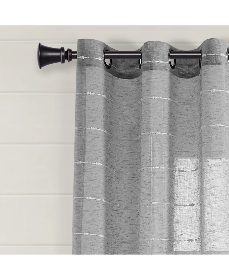 Lush Decor Farmhouse Textured Grommet Sheer Window Curtain Panels