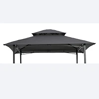 8x5FT Grill Gazebo Replacement Canopy, Double Tiered Bbq Tent Roof Top Cover