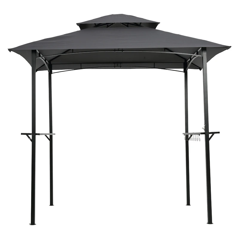8x5FT Grill Gazebo Replacement Canopy, Double Tiered Bbq Tent Roof Top Cover