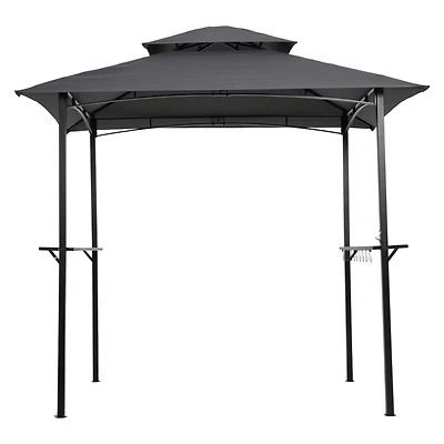 8x5FT Grill Gazebo Replacement Canopy, Double Tiered Bbq Tent Roof Top Cover