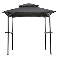 8x5FT Grill Gazebo Replacement Canopy, Double Tiered Bbq Tent Roof Top Cover