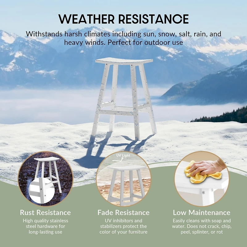 Outdoor Patio Adirondack Bar Height Stool Saddle Seat Chair