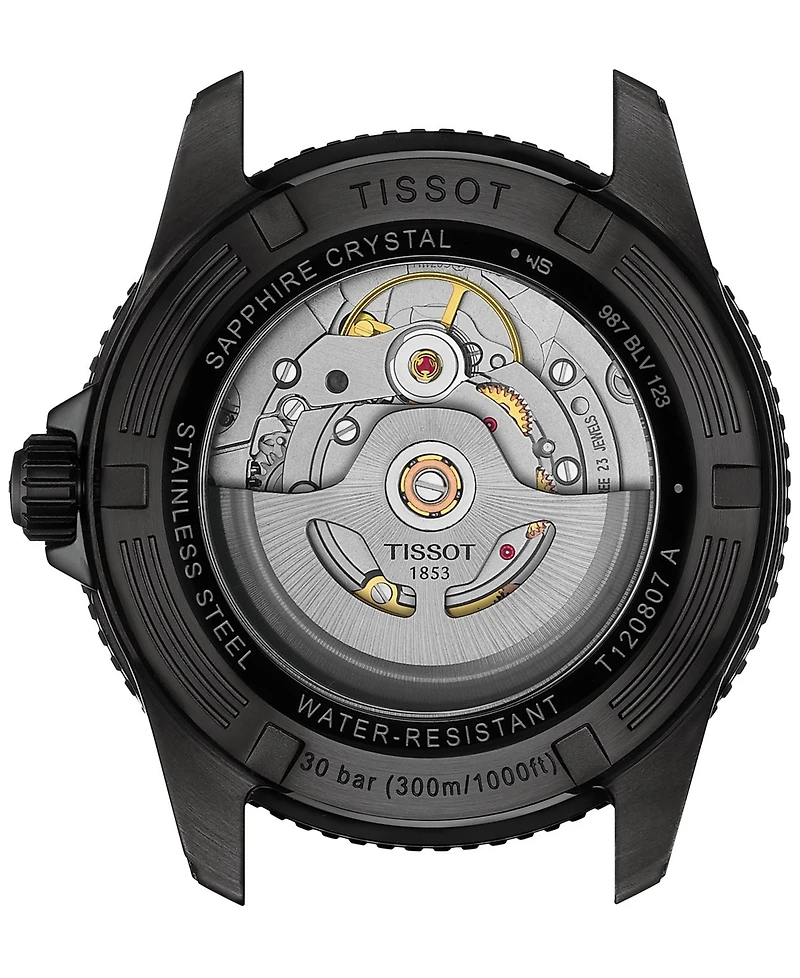 Tissot Men's Swiss Automatic Seastar 1000 Powermatic 80 Black Synthetic Strap Watch 40mm