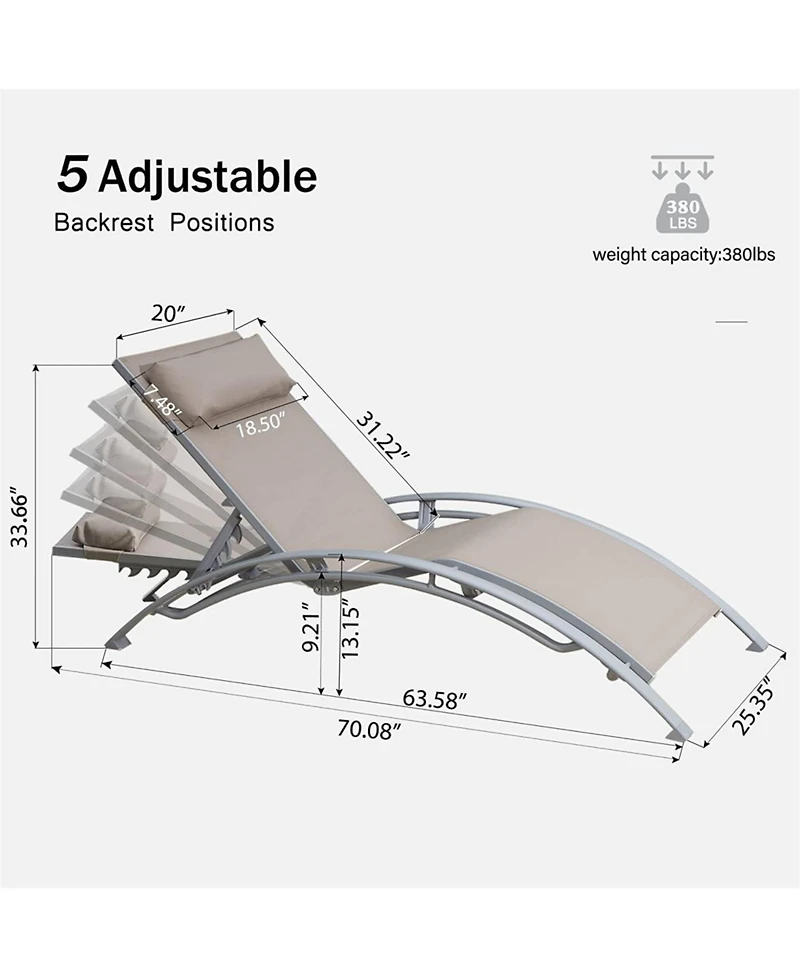 Simplie Fun Khaki Outdoor Chaise Lounge Set - 2 Chairs