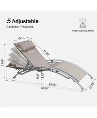 Simplie Fun Khaki Outdoor Chaise Lounge Set - 2 Chairs