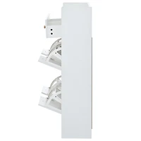 Streamdale 2-Tier Shoe Cabinet with 4 Flip Drawers, White