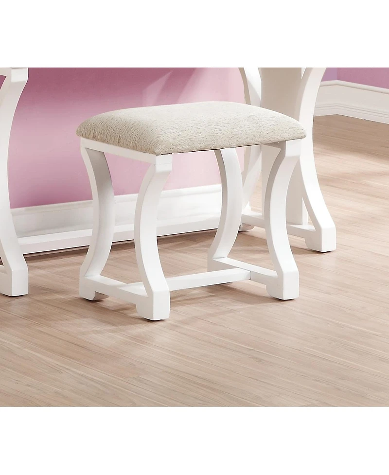 Simplie Fun White Mdf Vanity Set with Foldable Mirror & Stool