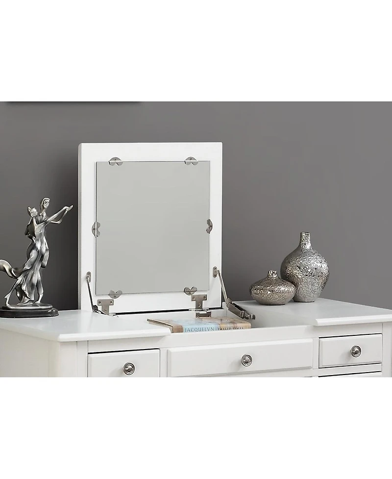 Simplie Fun White Vanity Set with Stool and Unique Legs