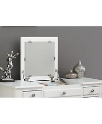 Simplie Fun White Vanity Set with Stool and Unique Legs