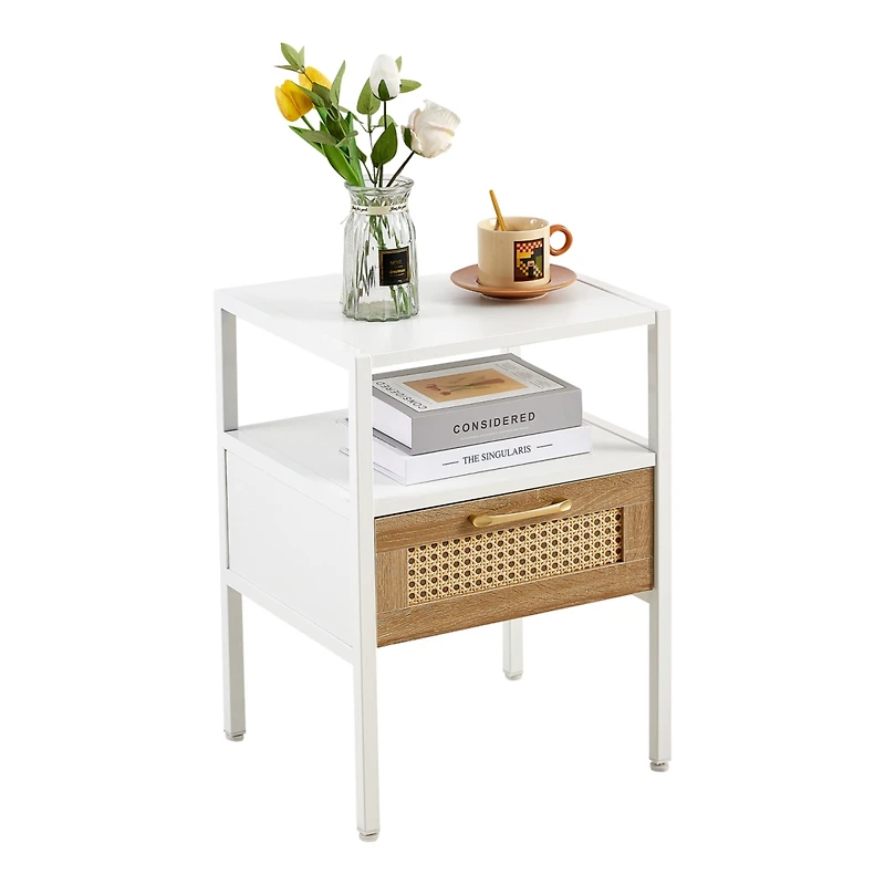 Streamdale 2-Piece Rattan End Tables, Modern Nightstand