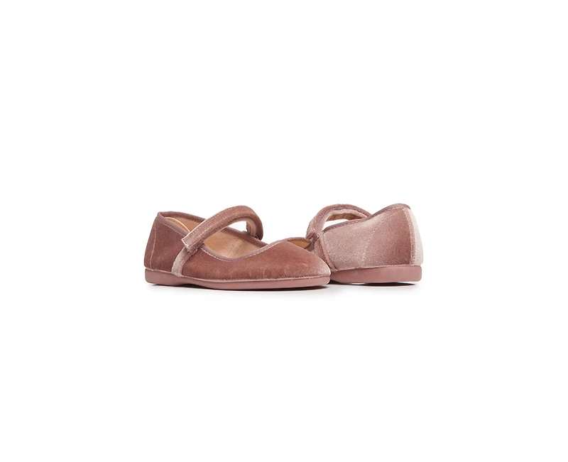 Childrenchic Girls Classic Velvet Mary Janes Rose