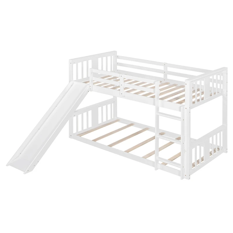 Twin Over Twin Bunk Bed with Slide and Ladder