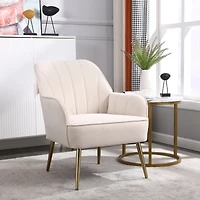 Simplie Fun Modern Mid Century Chair Velvet Sherpa Armchair For Living Room Bedroom Office Easy Assemble