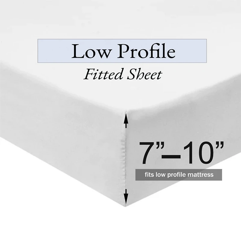 Egyptian Linens Low Profile (7-10 Inches) Sheet Set 100% Cotton Sateen Made Usa