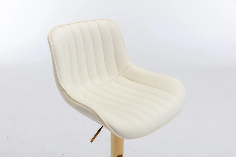 Chrome Footrest And Base Swivel Height Adjustable Mechanical Lifting Velvet + Leg