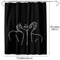 71x74 Abstract Shower Curtain - Thinking Black by Martina