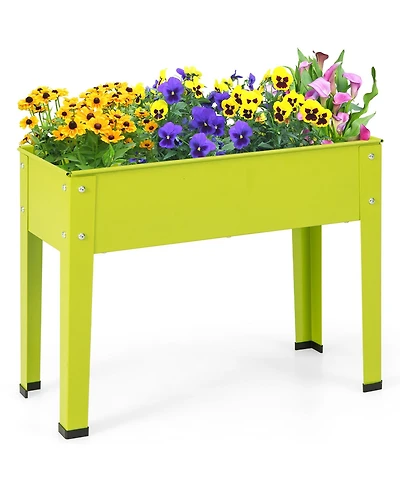 24'' Raised Garden Bed with Legs Metal Elevated Planter Box Drainage Hole Backyard