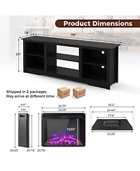 70" Tv Stand with 26" Electric Fireplace Insert Remote Control for 75"