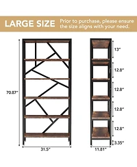 Tribesigns 71 Inch Industrial Bookshelf, 6 Shelf Etagere Bookcase, Free Standing Open Book Shelves Storage Display Shelf for Bedroom Home Office Livin