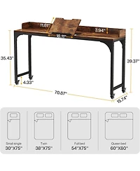 Tribesigns Overbed Table with Wheels, Queen Size Over Bed Desk with Adjustable Tilt Stand, Mobile Laptop Cart Computer Desk for Home and Hospital (Hei