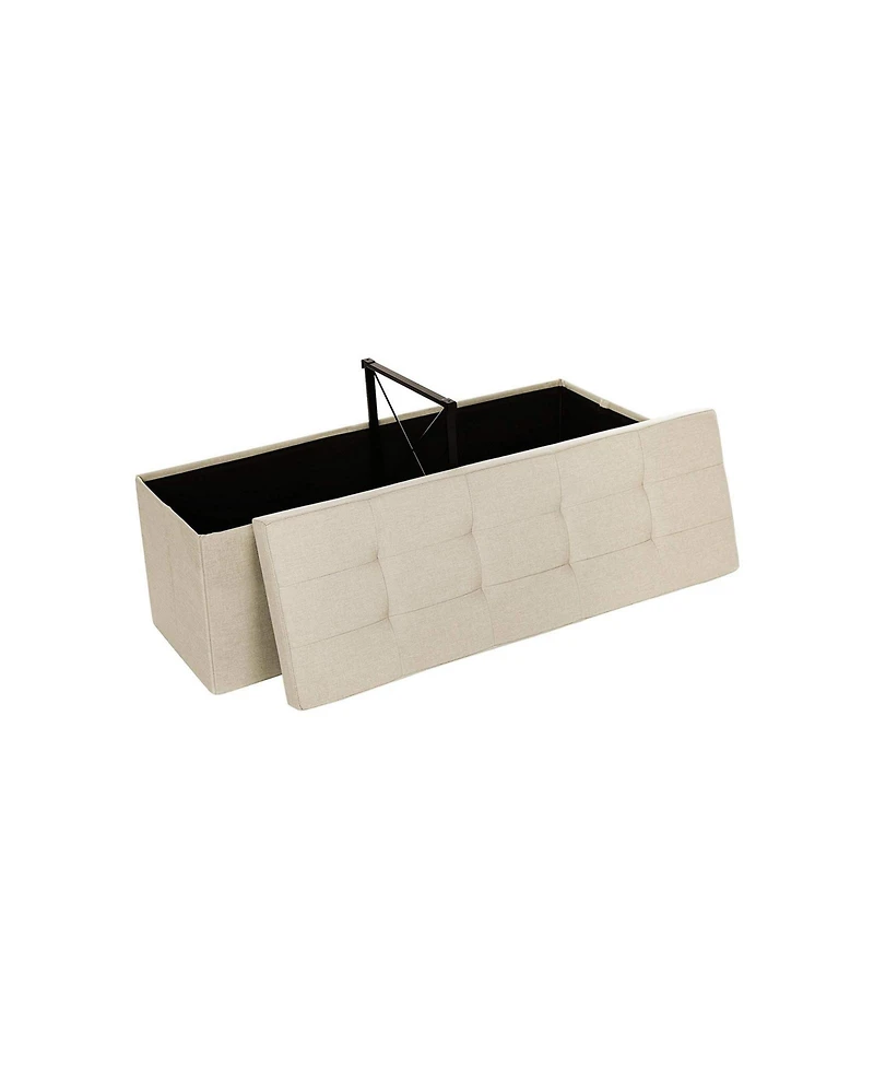 Folding Storage Ottoman Bench with Divider and Lid for Bedroom or Living Room