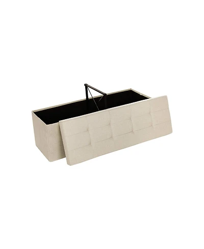 Folding Storage Ottoman Bench with Divider and Lid for Bedroom or Living Room