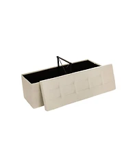 Folding Storage Ottoman Bench with Divider and Lid for Bedroom or Living Room