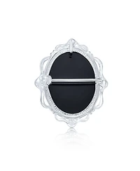 Bling Jewelry Classic Antique Brooche Pin Blue White Victorian Lady Cameo Pendant & Necklace