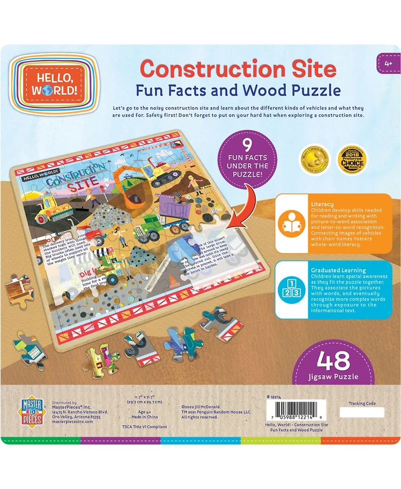 Masterpieces Hello, World! - Construction Site 48 Piece Wood Puzzle
