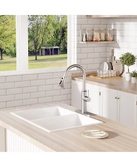 Mondawe Kitchen Sink Faucet,4 Functions Spray Head, Faucet,Four Modes Pull-Down Faucets,Swiveling Bar Faucet