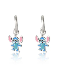 Disney Lilo and Stitch Silver Plated Stitch Drop Hoop Earrings