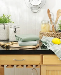 Design Imports Everyday Dishtowel Collection Urban Stripe, 20x30", Artichoke Green, 3 Piece