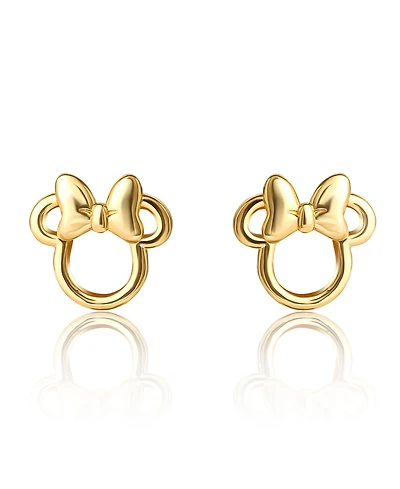 Disney Minnie Mouse Flash Yellow Gold Plated Outline Stud Earrings