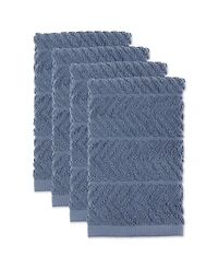 Design Imports Luxury Bar Mop Collection Chevron Dishtowel Set, 16x19", Stonewash Blue, 4 Piece