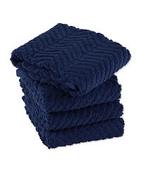 Design Imports Luxury Bar Mop Collection Chevron Dishtowel Set, 16x19", Nautical Blue, 4 Piece