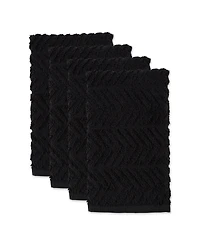 Design Imports Luxury Bar Mop Collection Chevron Dishtowel Set, 16x19", Black, 4 Piece