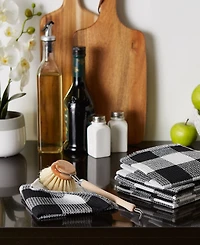 Design Imports Scrubber Dishcloths Collection Windowpane Dishrag Set, 12x12", Black Buffalo Check, 6 Piece
