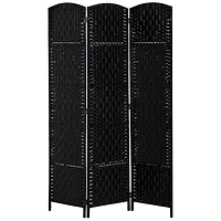 Homcom 3 Panel Resin Wicker Folding Room Divider Privacy Screen Home Office Decor