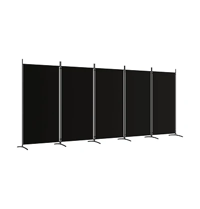 vidaXL 5-Panel Room Divider Black 170.5"x70.9" Fabric