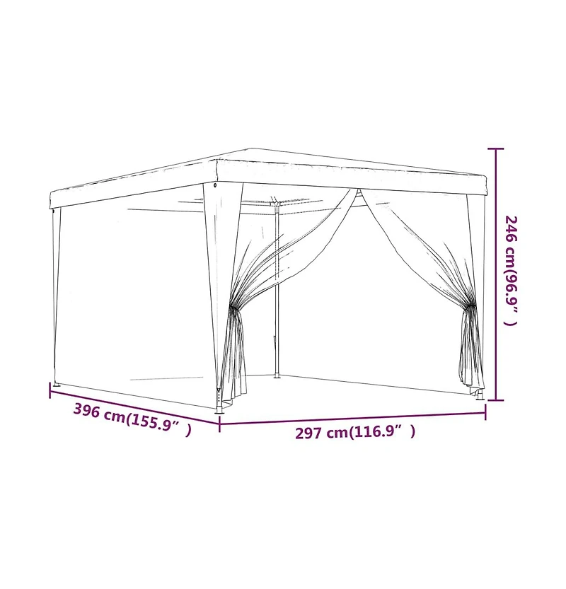 Party Tent with 4 Mesh Sidewalls Green 9.8'x13.1' Hdpe