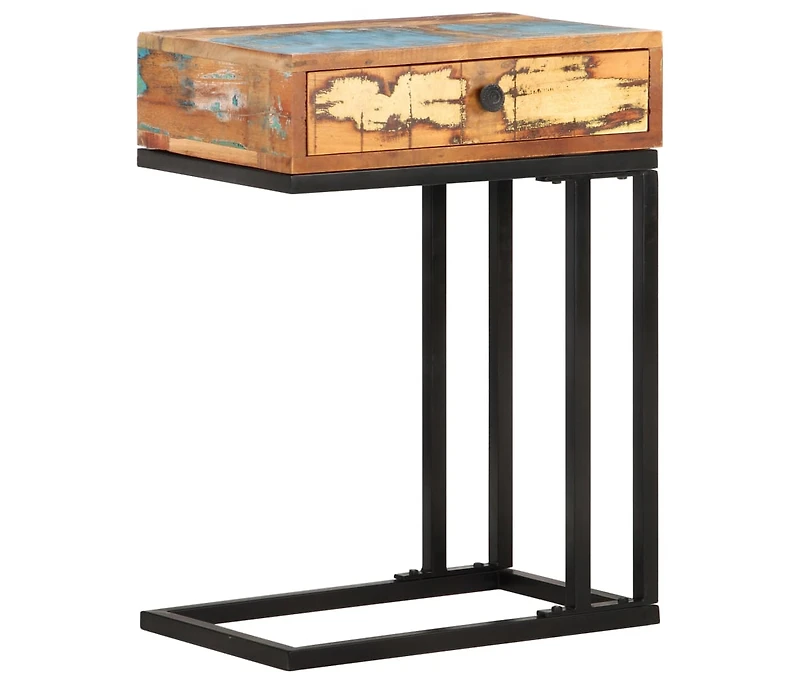 vidaXL U-Shaped Side Table 17.7"x11.8"x24" Solid Reclaimed Wood