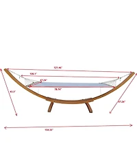 Simplie Fun 1-Person Hammock with Stand Set for Outside & Inside, Indoor Outdoor Standalone, plywood+canvas